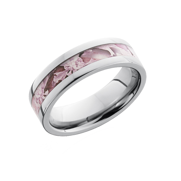 Pink Camo Ring for Her in Titanium
