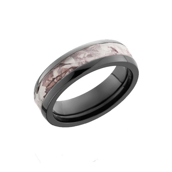 ladies black zirconium ring with king's snow shadow camo