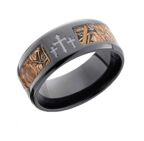 Black Camo Ring With Crosses